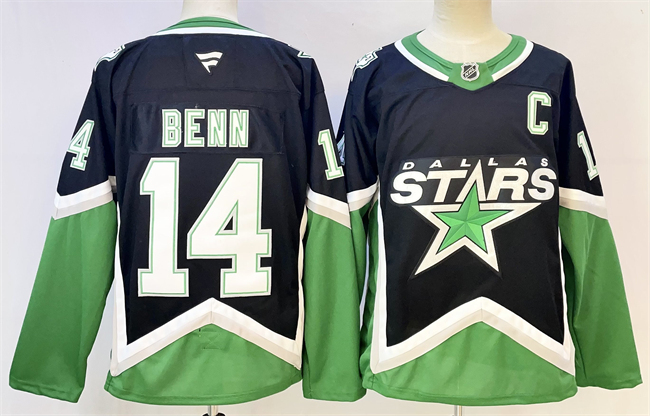 Men's Dallas Stars #14 Jamie Benn Black 2025/26 With C Patch Alternate Stitched Hockey Jersey